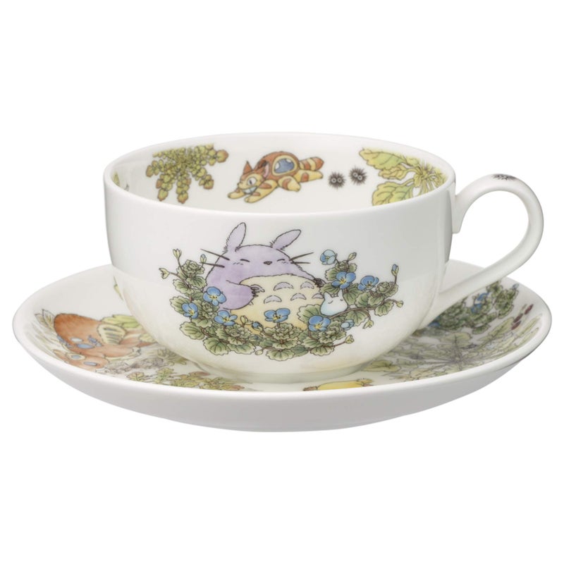 Noritake T97285A/4660-1 My Neighbor Totoro Milk Tea Cup & Saucer, 11.8 fl oz (325 cc), Large Dog Fuguri, Microwave Safe, 1 Guest, Bone China - Image 2